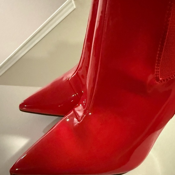 INC Womens Red Comfort Goring Katalina Pointed Toe Stiletto Zip-Up Booties 10.5 - Picture 2 of 12